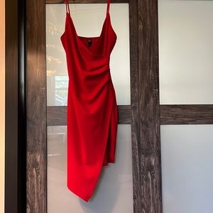 Windsor Red V-neck Slit Dress - M - Good Condition